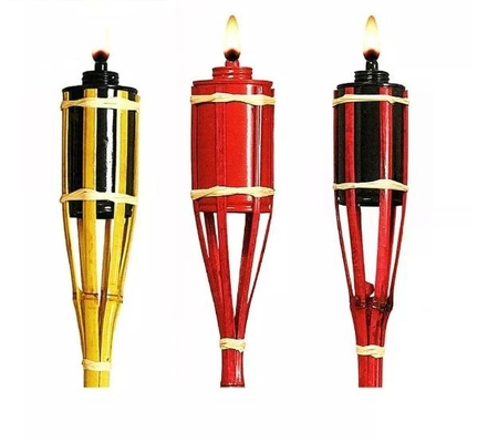 明滅の炎の金属オイルの小さなかんが付いている庭の装飾115cmタケTikiのトーチ