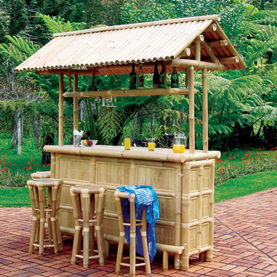 Tiki バー パティオ アウトドアバー、竹セット、アイランダーティキバー