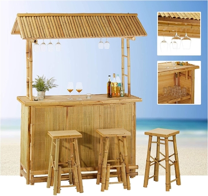 Tiki バー パティオ アウトドアバー、竹セット、アイランダーティキバー